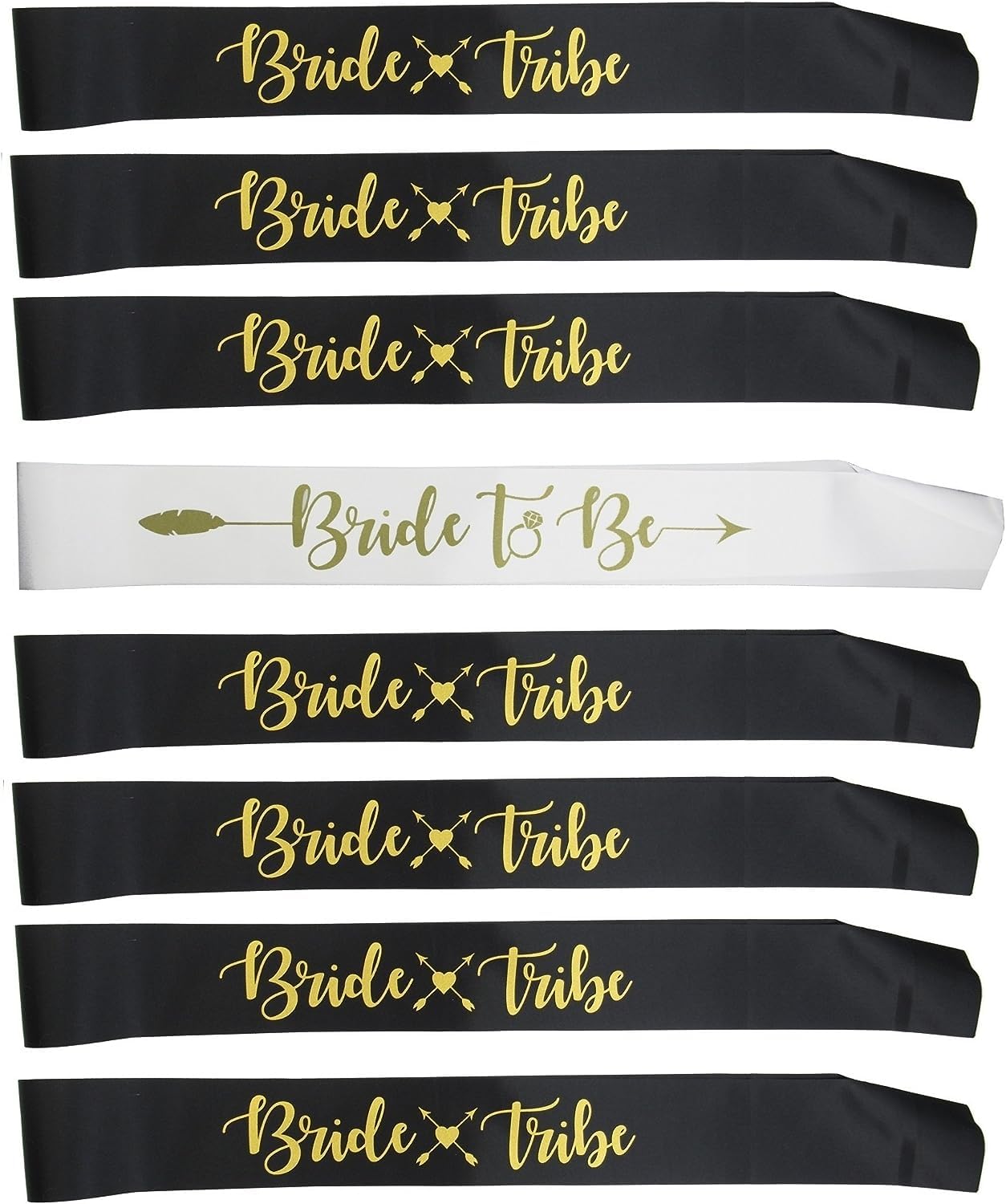 Set Bachelorette Party Decorations:1 Bride to Be Sash and 7 Bride Tribe Sashes, Bridal Shower Decorations, Wedding Party Favors (Black 8 Pcs) - Bridal Shower Supplies 8pcs - Bridal Shower Party 8pcs