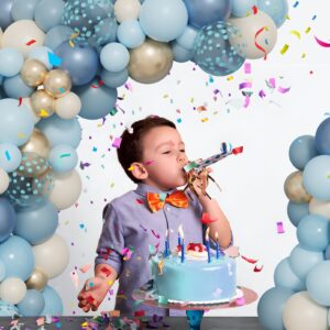 172Pcs Dusty Blue Balloons Arch Garland Kit, Dusty Baby Pastel Blue Chrome Gold Blue Sand White Confetti Balloon for Boy Baby Shower Decorations Bridal Shower Gender Reveal Birthday Party Supplies