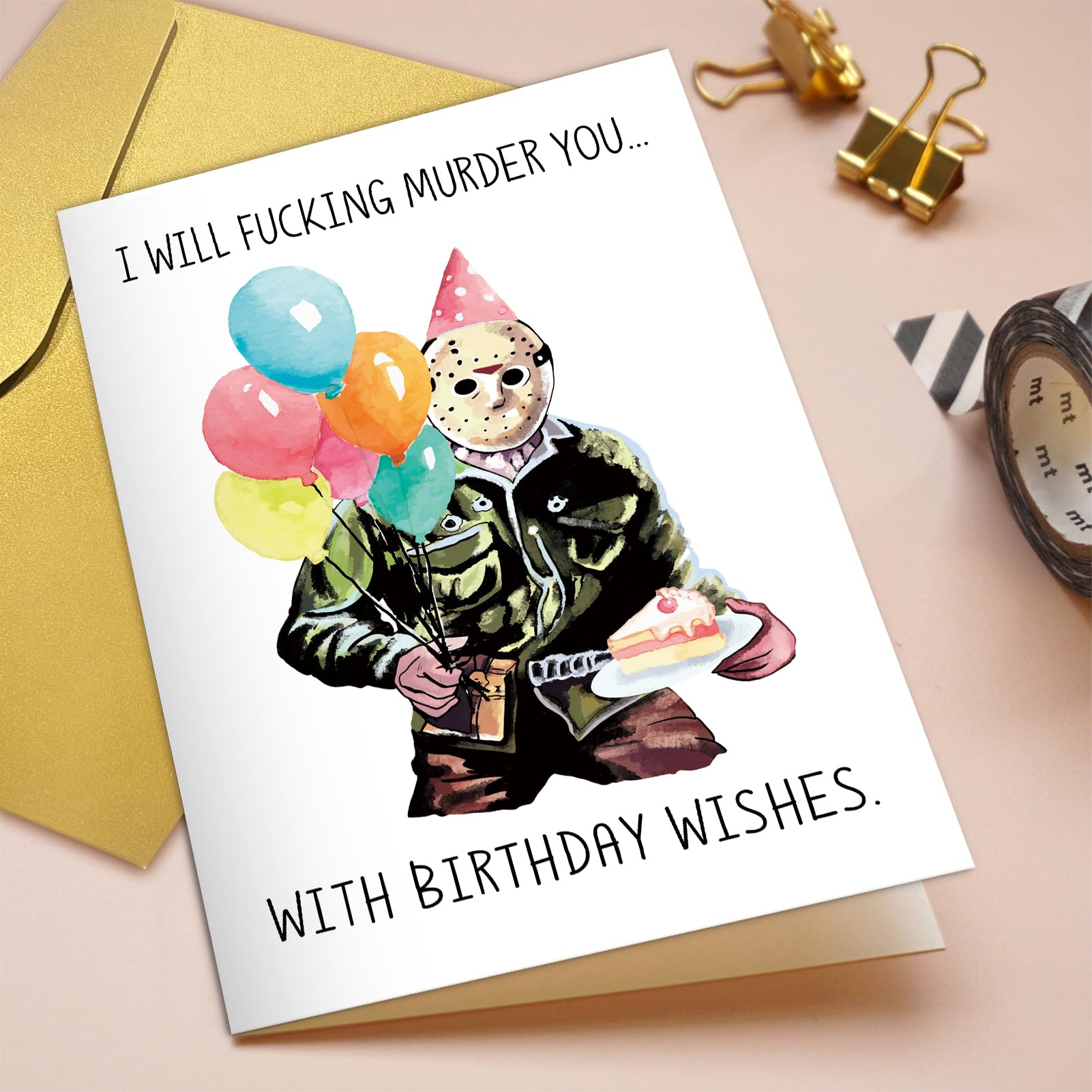 Funny Jason Birthday Card for Him Her, Horror Movie Theme Birthday Card, Scary Killer Birthday Greeting Card, Halloween Birthday Card