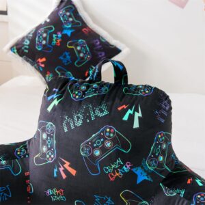 A Nice Night Kids Back Resting Pillow for Reading and Watching TV Bed Rest Pillow to Lounge with Comfortable Back Support Great for The Bed or Couch,Gaming Printed,Matching Cushion Cover