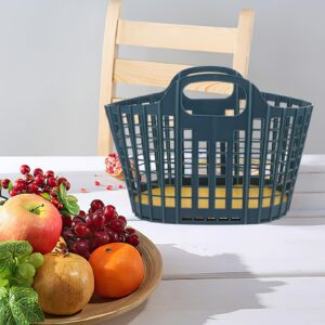 Luxshiny Plastic Shopping Basket 2pcs Plastic Organizer Storage Baskets with Handles, Bins Organizer Portable Shower Tote Fruit Vegetable Storage Basket for Bathroom Kitchen