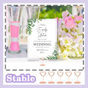 CUNGLIN Table Number Holders Place Card Holder Stand 20 Pack, Gold Heart Shape Holder for Wedding Party Mini Photo Playing Cards Holder Picture Menu Memo Clips