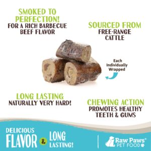 Raw Paws Smoked Beef Marrow Bones for Dogs, 3-inch, 8-ct - Packed in USA - Beef Bones for Dogs - Grass Fed Bone Marrow Treats for Dogs - Dog Chew Bones for Aggressive Chewers - Dog Marrow Bone Treats