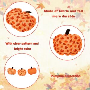 Whaline 3D Pumpkins Banner Fall Harvest Garland Pre-Assembled Plaid Maple Leaf Dot Pumpkin Fabric Banner Holiday Hanging Decorations for Autumn Thanksgiving Party Supplies Home Decor