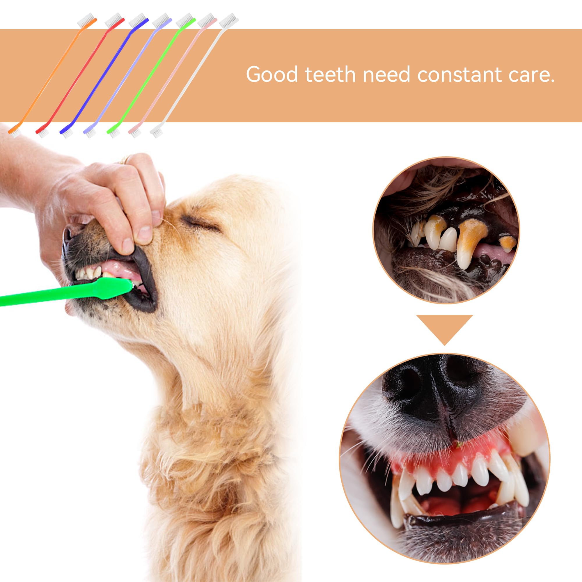 KEJJNYER 70 Pieces Dual End Dog Toothbrush Pet Toothbrush, Dual Headed Pet Tooth Brush, Soft Grooming Dual Side Dog Toothbrush Multicolored for Pet Teeth Cleaning