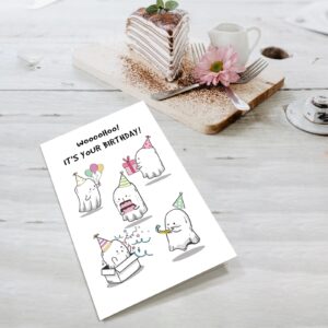 Cute Ghosts Birthday Card for Men Women, Funny Halloween Birthday Card for Friends, Humorous Cartoon Birthday Card for Him Her