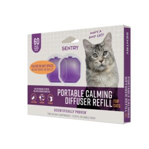 sentry behavior portable calming diffuser refill for cats, reduces stress and bad behavior with calming phereomones, easy-to-use portable design, 60 day release