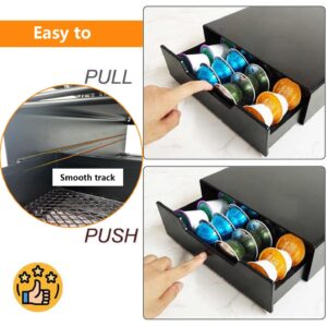 Meelio Coffee Pods Holder, Nespresso pods holder Storage Drawer Compatible with Nespresso Vertuo Capsules Dolce Gusto and K-Cup, Capsule Storage Drawer Organizer （24-40pods）