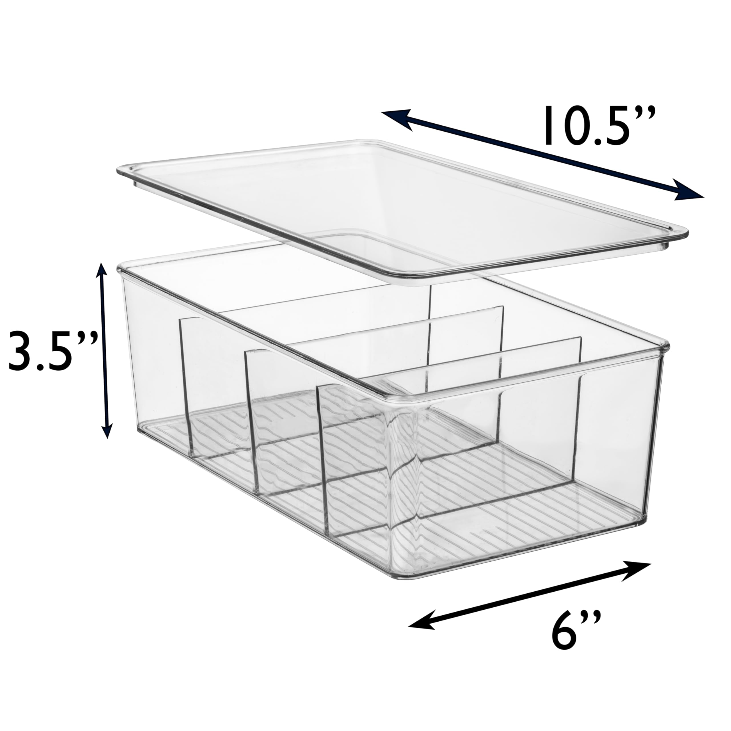 ClearSpace Plastic Pantry Organization and Storage Bins with Dividers & Lids – Perfect Kitchen Organization or Kitchen Storage – Fridge Organizer, Refrigerator Bins, Cabinet Organizers, 4 Pack