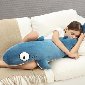 HAIJUNYA 48” Blue Giant Sharks Plush,Large Whale Shark Stuffed Animals, Big Ocean Sea Fish Squishy Body Pillow Soft Plushies Toys,Gifts for Kids Girls Boys, Birthday,Easter