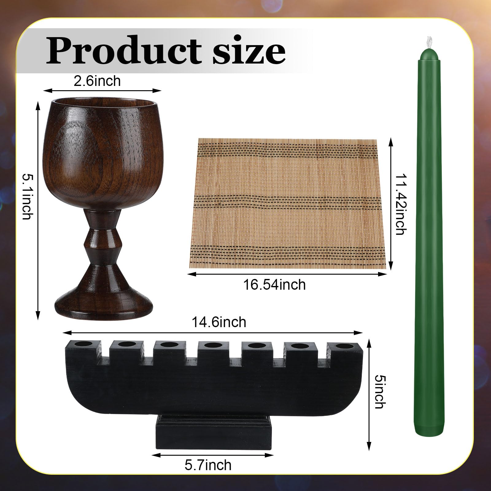 Zubebe 10 Pcs Kwanzaa Kinara Set 3 Red 3 Green 1 Black Kwanzaa Candles Set Black Kwanzaa Kinara Bamboo Table Mat Kwanzaa Candle Holder Wooden Wine Goblet for Kwanzaa Celebration Decoration