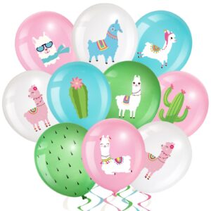 aoriher 45 pcs llama cactus balloons llama themed birthday party decorations 12 inch cactus latex balloons bolivian peru alpaca balloons for birthday party baby shower mexican cinco de mayo fiesta