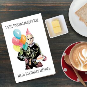 Funny Jason Birthday Card for Him Her, Horror Movie Theme Birthday Card, Scary Killer Birthday Greeting Card, Halloween Birthday Card