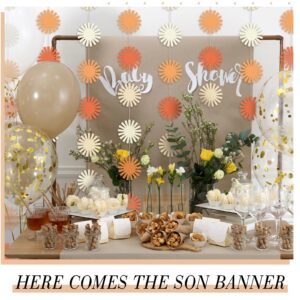 Qilery 8 Pcs Here Comes the Son Banner Boho Party Hanging Banners Here Comes the Son Baby Shower Decorations Retro Sunshine Party Decorations for Boy 1st Birthday Party Supplies