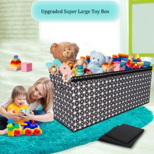 Vilucks Large Toy Box Chest, Collapsible Toy Storage Bins with Lids, Foldable Toys Storage Boxes Bins Baskets for Kids, Boys, Girls, Nursery Room, Playroom, Closet, (Grid)