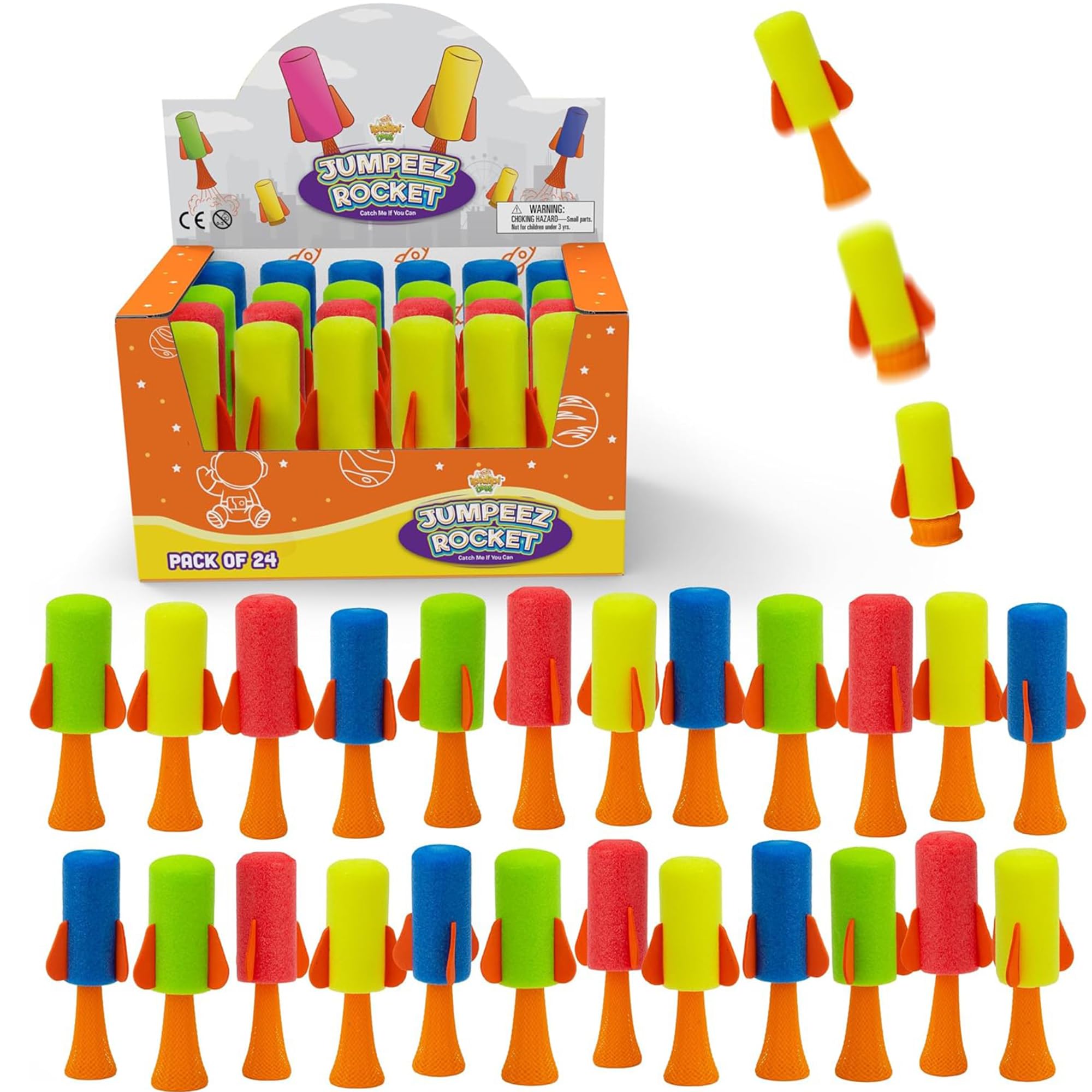 IPIDIPI TOYS Jumping Rockets Poppers - Spring Launcher Toys for Kids - Christmas Party Favors, Stocking Stuffers, School Prize, Classroom Games, Outdoor Fun, Birthday Toys, Random Color, Pack of 24