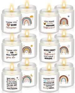 mtlee 6 pcs employee appreciation candles gifts bulk 3.5 oz thank you candle set inspirational motivational boho rainbow aromatherapy scented jar candles for women coworker teamworker teacher