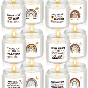 MTLEE 6 Pcs Employee Appreciation Candles Gifts Bulk 3.5 oz Thank You Candle Set Inspirational Motivational Boho Rainbow Aromatherapy Scented Jar Candles for Women Coworker Teamworker Teacher