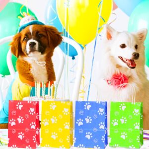 Puppy Dog Paw Print Party Favor Bags 24 Pcs Paw Print Theme Candy Treat Bags Thank You Paper Gift Bags with Handles for Baby Shower Birthday Wedding Party Favor Puppy Dog Paw Print Party Supplies