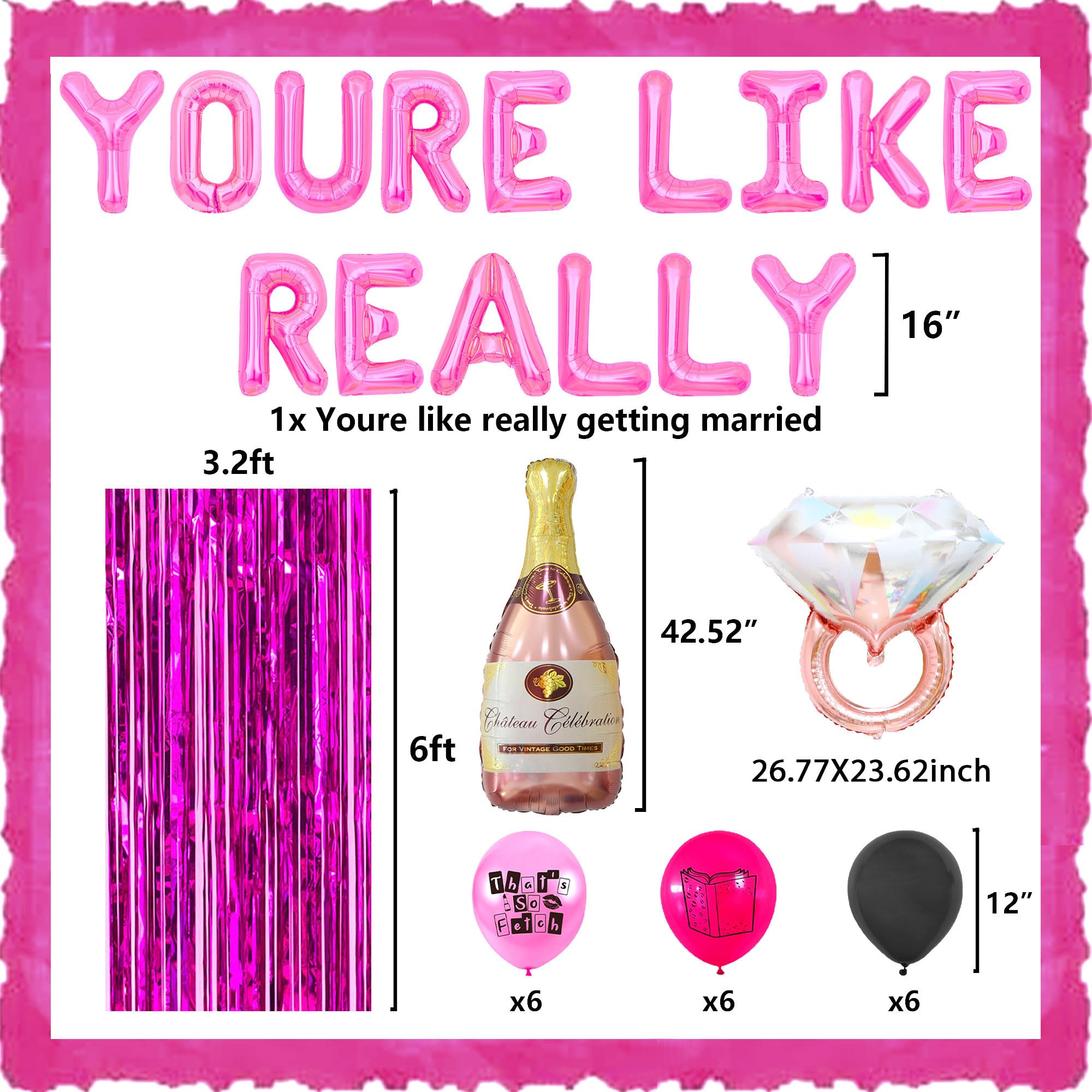 LaVenty Youre Like Really Getting Married Balloons Mean Girls Bachelorette Decoration Burn Book Decoration Mean Girls Bridal Shower Decoration Balloons