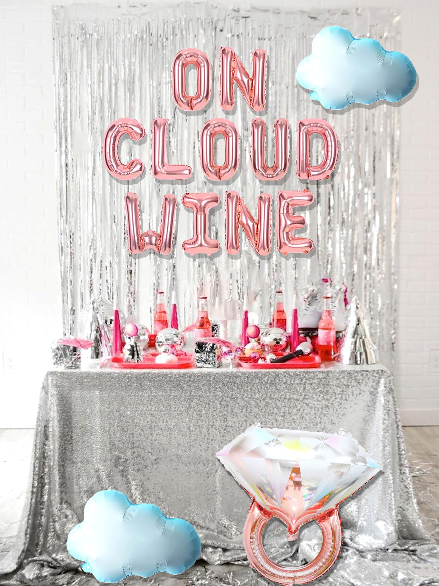 LaVenty Rose Gold On Cloud Wine Bachelorette Decorations Bubbly Bar Banner Mimosa Bar Decorations Vino Bachelorette Party Rose Bridal Shower Decorations