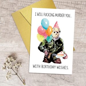 Funny Jason Birthday Card for Him Her, Horror Movie Theme Birthday Card, Scary Killer Birthday Greeting Card, Halloween Birthday Card