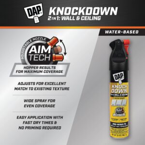 DAP Spray Texture Knockdown Water Based 2n1 Wall & Ceiling Texture Spray with Aim Tech Nozzle, White, 25 Oz (7079850010)