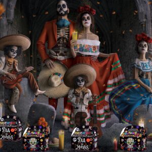 HOWAF Halloween Dia De Los Muertos Gift Boxes,12 pcs Day of The Dead Sugar Skull Treat Boxes for Dia De Los Muertos Mexican Themed Party Decoration Supplies