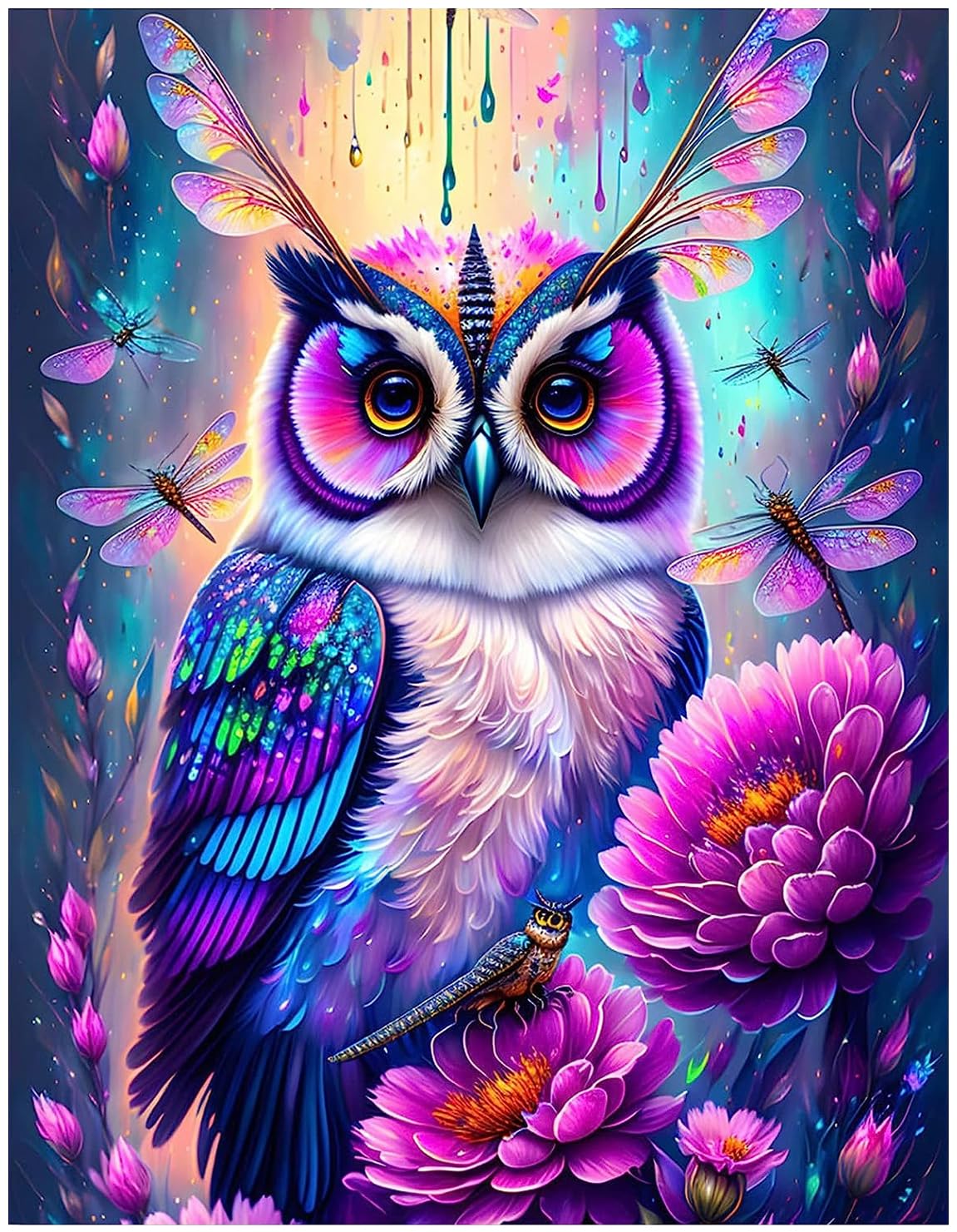 KEUASDV Diamond Painting Kits for Adults, Owl 5D DIY Diamond Art Kits Full Drill Diamond Dots for Gift Wall Decor and Relaxation Gem Arts 12x16 inch