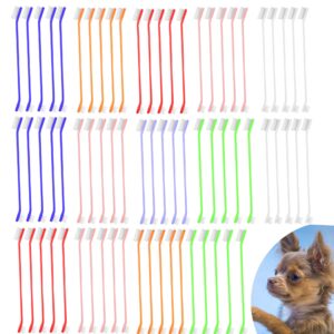 kejjnyer 70 pieces dual end dog toothbrush pet toothbrush, dual headed pet tooth brush, soft grooming dual side dog toothbrush multicolored for pet teeth cleaning