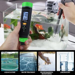 Digital Rechargeable Dissolved Oxygen Meter | Precise DO Tester w/Self-Floating Probe, Long Cable, LCD & Eco-Friendly Battery | Ideal for Fish Tanks, Hydroponic & More