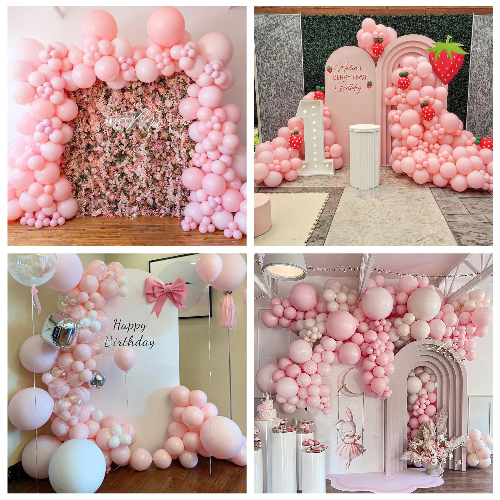 Pink Balloons Double Stuffed, Pastel Pink Balloon Garland Light Pink Balloons Different Sizes 18/12/10/5 Inch Baby Pink Balloon Arch Kit for Birthday Baby Shower Gender Reveal Bridal Party Decorations