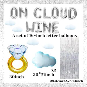 LaVenty On Cloud Wine Balloon Banner Bubbly Bar Banner Mimosa Bar Decorations Vino Bachelorette Party Bridal Shower