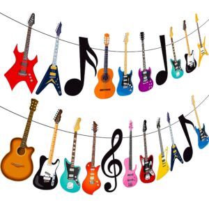 Guitar Banner Music Guitar Party Banners Guitar Birthday Party Decorations 2Pcs Music Party Banners for Rock Guitar Baby Shower Supplies