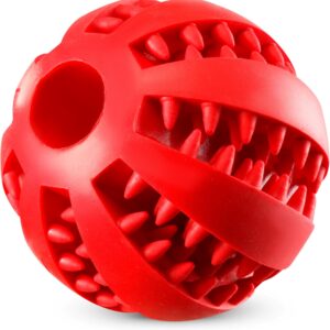 We Rocks Dog Toy Ball,Nontoxic Bite Resistant Teething Toys Balls for Small Dog and Puppy Cat, Dog Pet Food Treat Feeder Chew Tooth Cleaning Ball Exercise Game Dog Ball (Red)