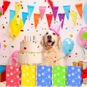 Puppy Dog Paw Print Party Favor Bags 24 Pcs Paw Print Theme Candy Treat Bags Thank You Paper Gift Bags with Handles for Baby Shower Birthday Wedding Party Favor Puppy Dog Paw Print Party Supplies