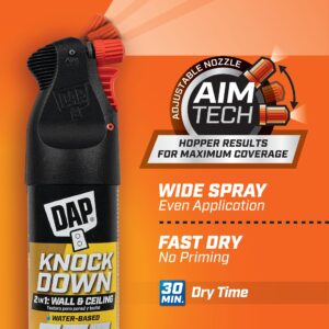 DAP Spray Texture Knockdown Water Based 2n1 Wall & Ceiling Texture Spray with Aim Tech Nozzle, White, 25 Oz (7079850010)