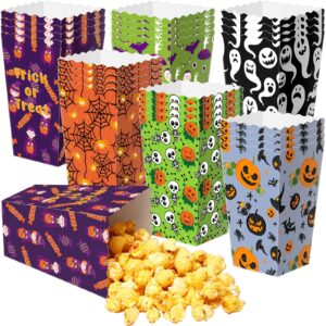 roshtia 24 pcs halloween theme party popcorn favor boxes in 6 designs trick or treating snack treat box candy cookie container event party favor supplies, halloween snacks (figure)