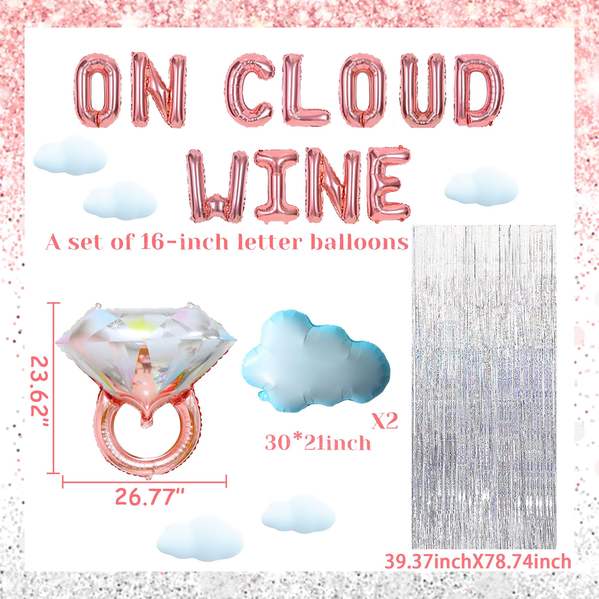 LaVenty Rose Gold On Cloud Wine Bachelorette Decorations Bubbly Bar Banner Mimosa Bar Decorations Vino Bachelorette Party Rose Bridal Shower Decorations