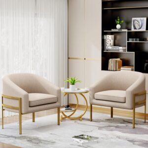 annjoe Accent Chair Living Room Chair Arm Chair Upholstered Chair Leisure Chair with Metal Frame Legs for Home Kitchen Bedroom Set of 2