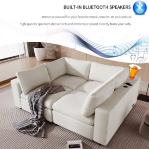 DREAMODERN Modular Sofa Sectional Couch for Living Room, Futon Sofa Upholstered Reversible Couch for Apartment - Beige