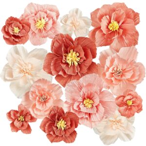 cholemy 24 pcs tissue paper flowers, crepe paper flowers decorations for wedding party baby bridal shower nursery wall decor (assorted color)