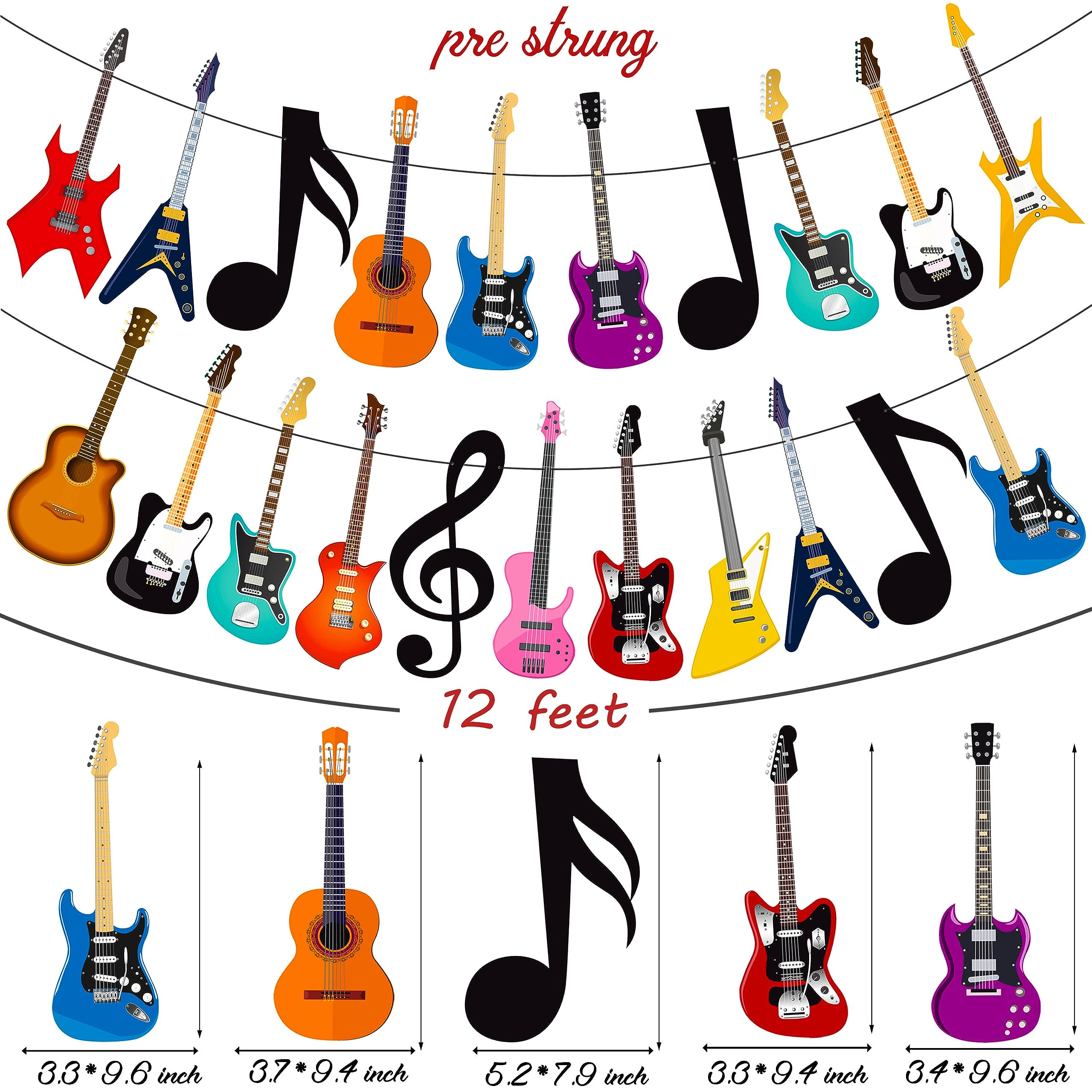 Guitar Banner Music Guitar Party Banners Guitar Birthday Party Decorations 2Pcs Music Party Banners for Rock Guitar Baby Shower Supplies