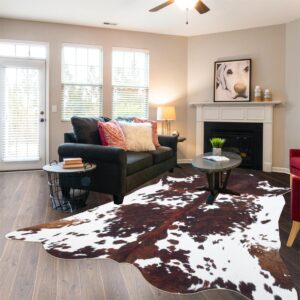 coffinsea faux cowhide rug 5.2x4.6 ft area rugs cow hide area rugs carpet western rugs for bedroom living room dining room decor animal print rugs cow rug for western home decor fur rug carpets