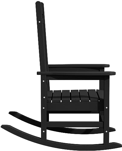 KINGYES Outdoor Rocking Chair Set of 2, High Density Polyethylene Patio Rocking Chairs with 330lbs Support for Adults, Black