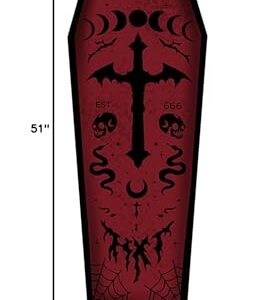 Halloween Carpet Dark Gothic Carpet for Living Room Decoration Coffin Shaped Rug Soft Non Slip Bedroom Home Party Supplies 51x19 Inch (Red)