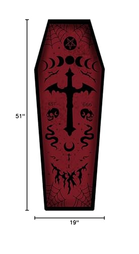 Halloween Carpet Dark Gothic Carpet for Living Room Decoration Coffin Shaped Rug Soft Non Slip Bedroom Home Party Supplies 51x19 Inch (Red)