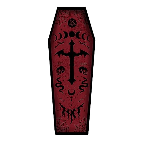 Halloween Carpet Dark Gothic Carpet for Living Room Decoration Coffin Shaped Rug Soft Non Slip Bedroom Home Party Supplies 51x19 Inch (Red)