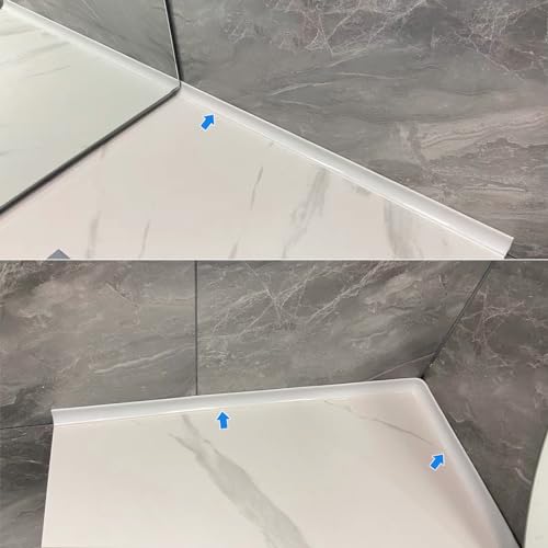 Water Barrier for Sink,Shower Threshold Water Dam Barrier,Waterproof Barrier Bathroom,Collapsible Silicone Strip Trim Splash Guard (White-2M)