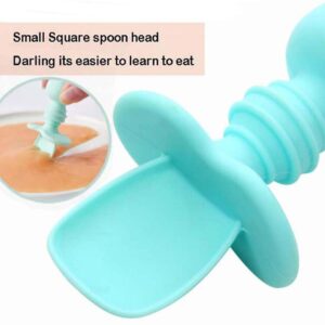 Baby Silicone Training Equipment Toddler Spoon Baby Led Weaning Stage 1 (2 Pieces) Spoons for Stage 1 for 6mos+ Anti Choke Barrier BPA Free (Sakura Pink)